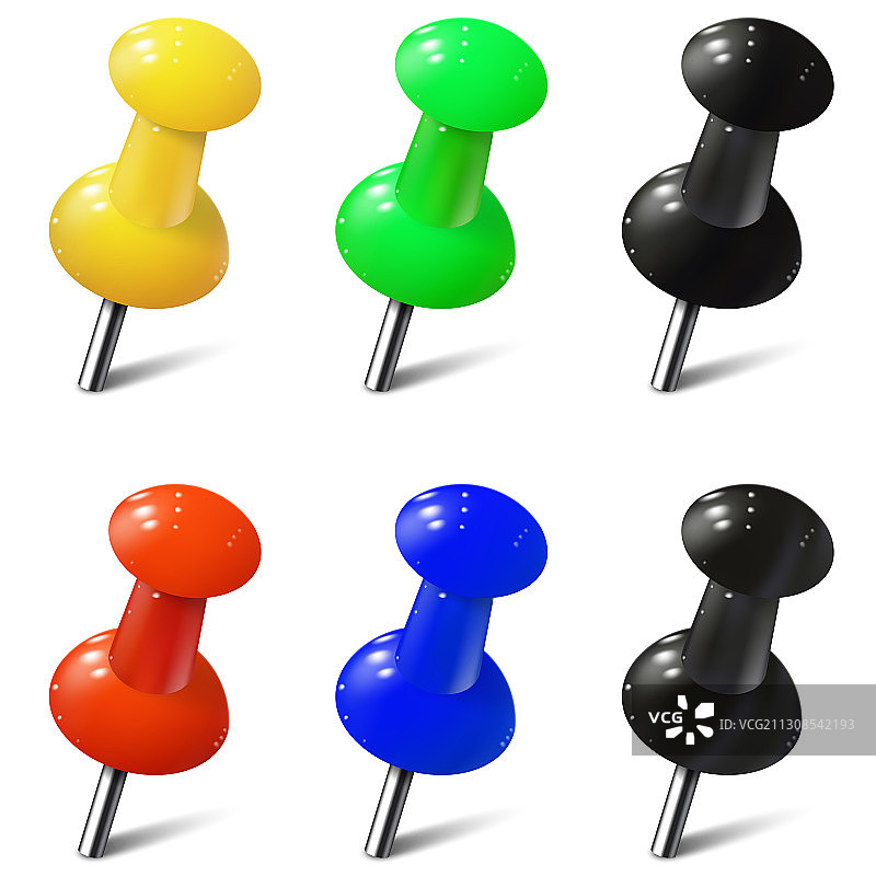 不同颜色的逼真图钉素材图片素材
