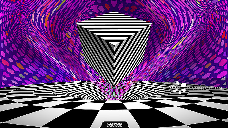 复古紫色光学错觉立方体艺术图片素材