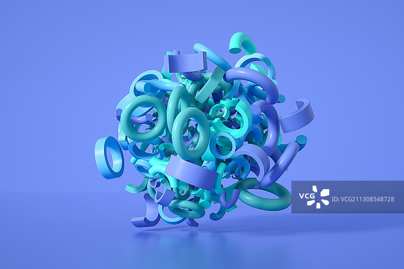 圆环组成的几何图形，三维图形图片素材