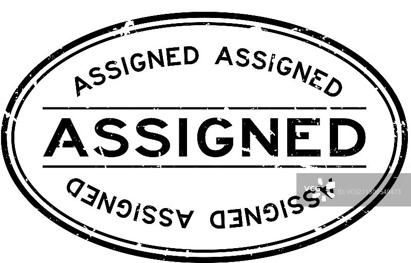 黑色做旧已分配字样椭圆形橡胶印章图片素材