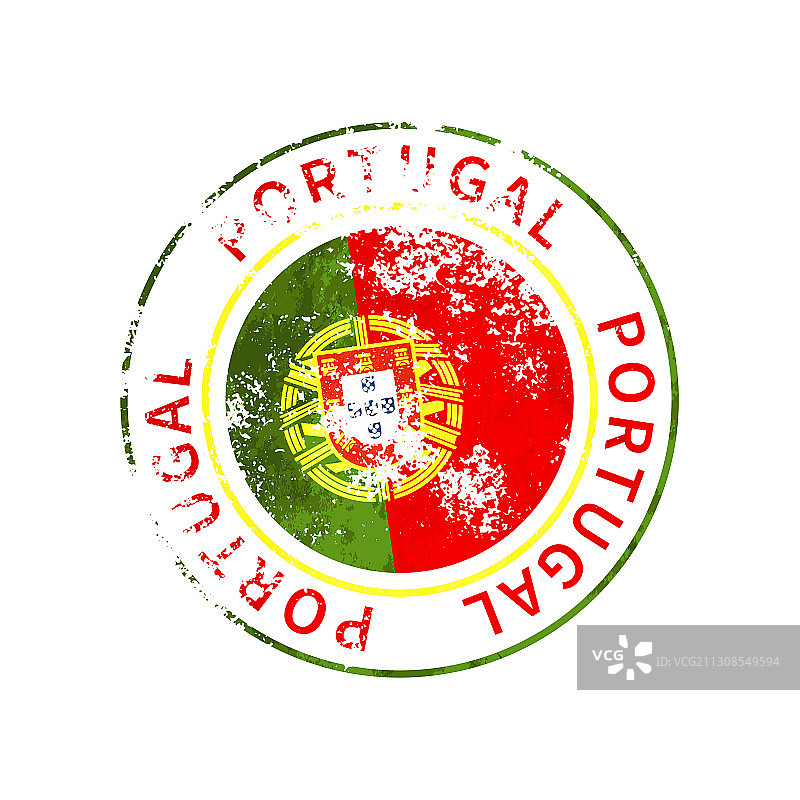 带有国旗的葡萄牙复古Grunge印记图片素材