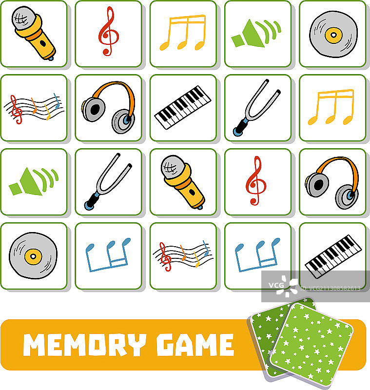 儿童记忆游戏音乐卡片图片素材