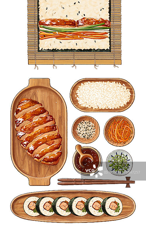 照烧鸡肉卷图片素材