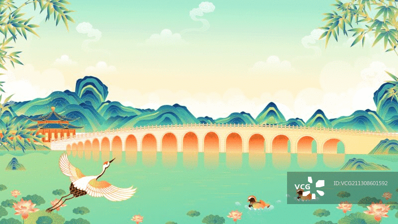 北京颐和园风景插画图片素材