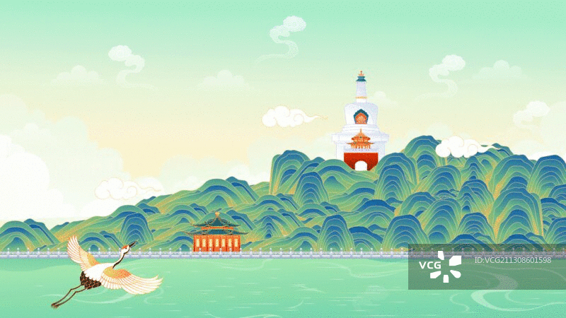 北京北海公园插画图片素材
