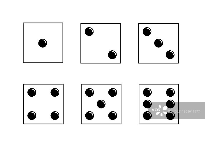 传统六面骰子图标集图片素材