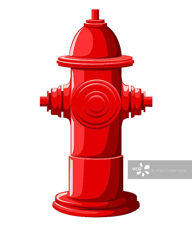 扁平风格的红色消防栓，白色背景图片素材