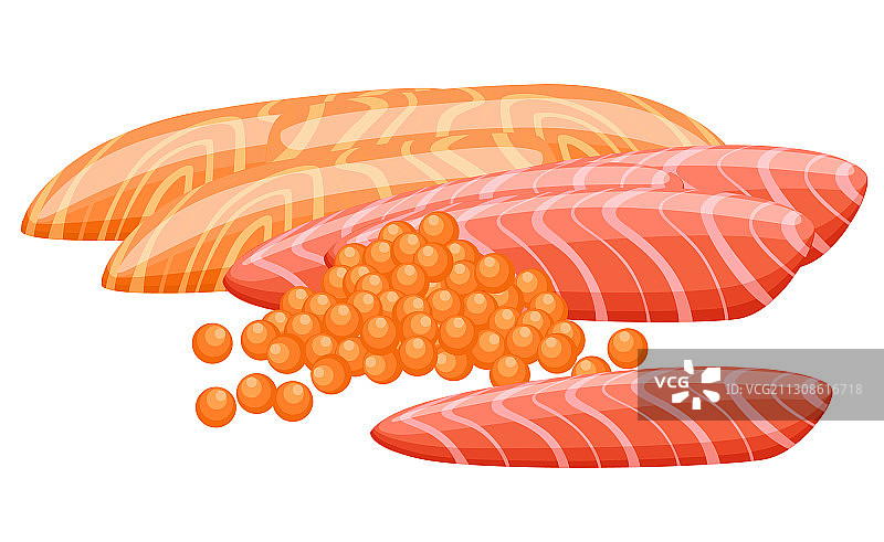 含鱼子酱的三文鱼鱼片图片素材