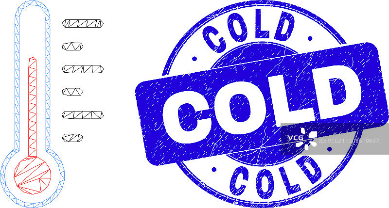 蓝色做旧冷印章和Web骨架图片素材