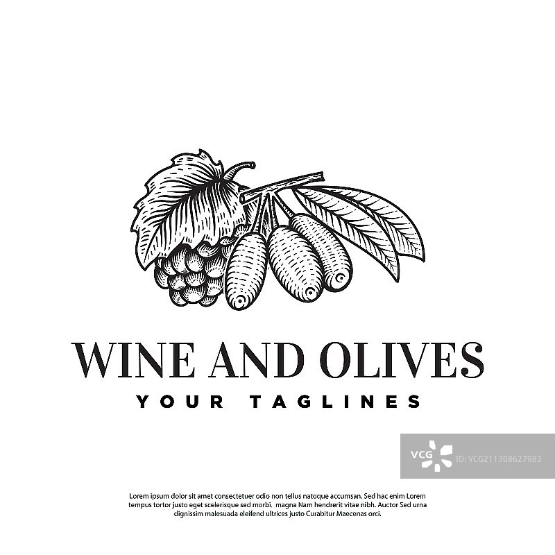 复古风格的葡萄和橄榄图片素材
