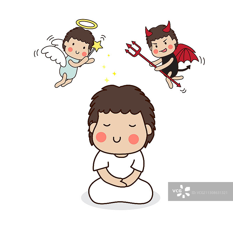 冥想天使与恶魔图片素材