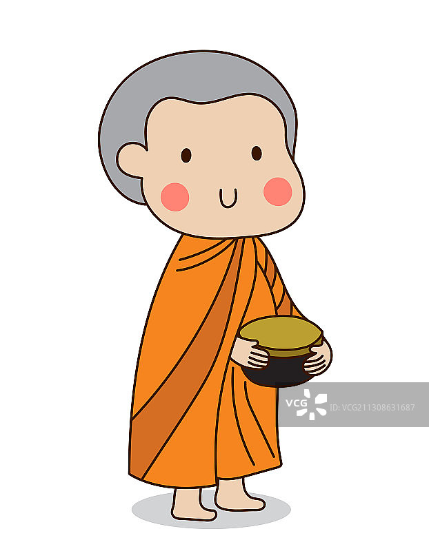 佛教沙弥手捧钵接受食物图片素材