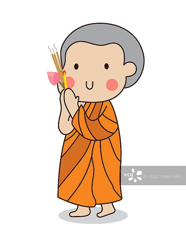 手持点燃蜡烛的僧侣图片素材