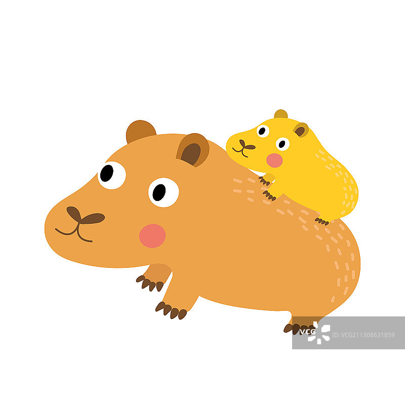 水豚母子动物卡通角色图片素材
