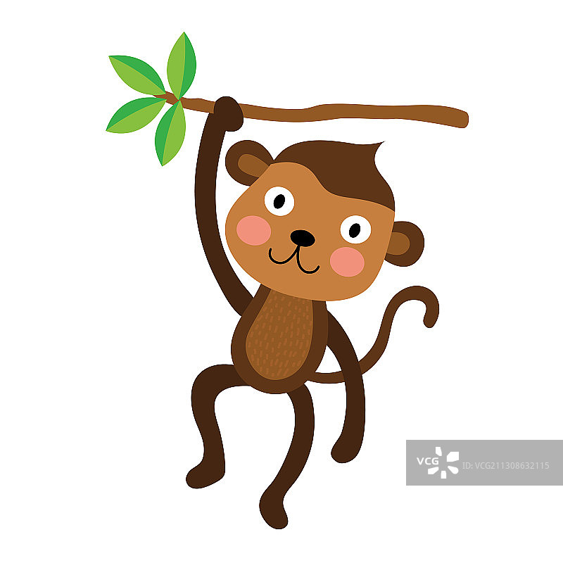 可爱的猴子卡通动物形象图片素材