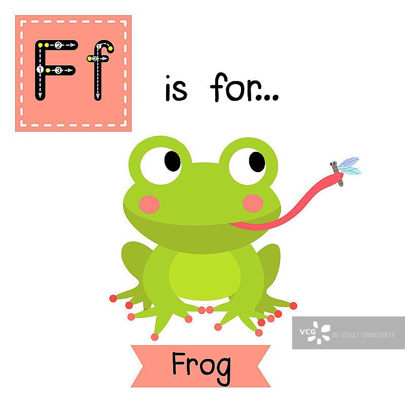 字母F描摹青蛙吃苍蝇图片素材