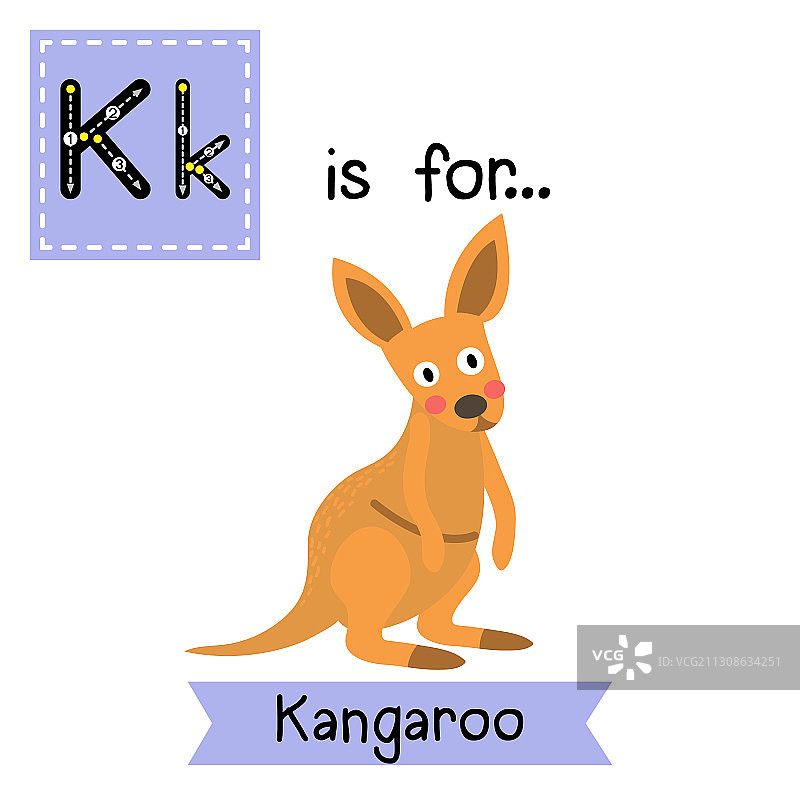 字母K描摹袋鼠图片素材