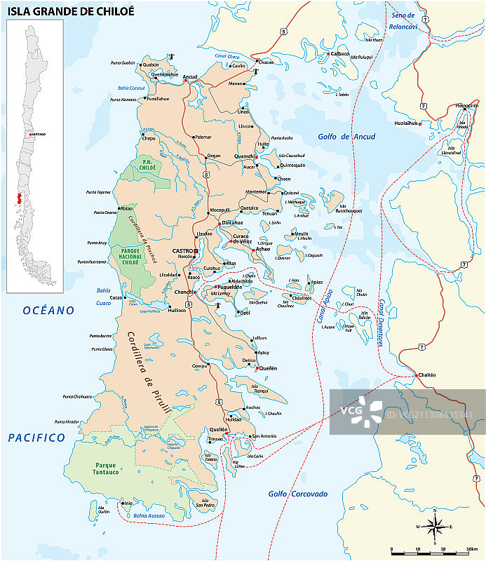 智利奇洛埃岛道路地图图片素材