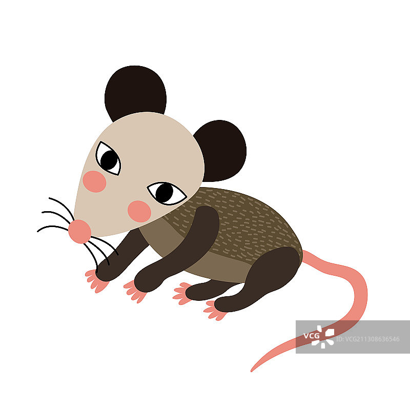 卡通动物负鼠形象图片素材
