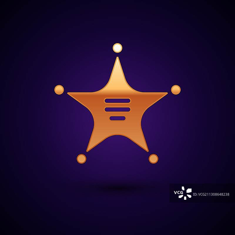 金色六芒星警徽图片素材