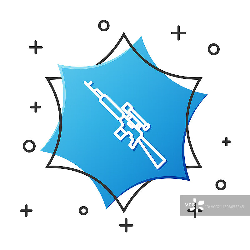 带瞄准镜的白色线条狙击步枪图标图片素材