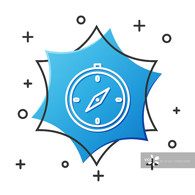 白色线条指南针图标，白色背景图片素材