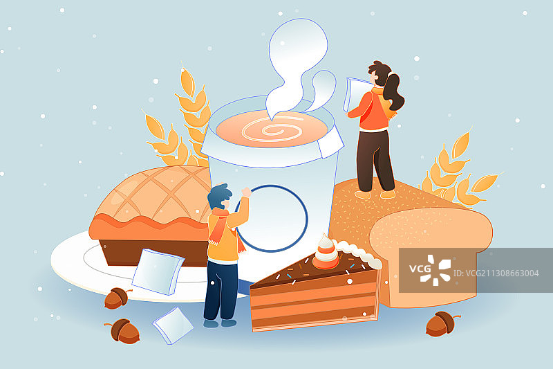 卡通冬季温暖儿童宝宝美食饮料餐饮热饮冬至小寒节气矢量插画图片素材