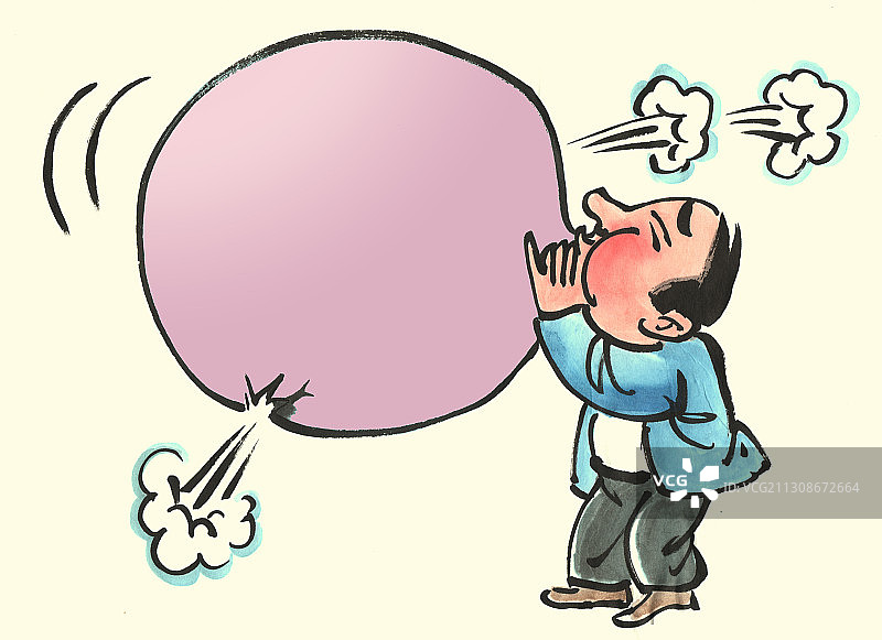 插画：吹气球图片素材