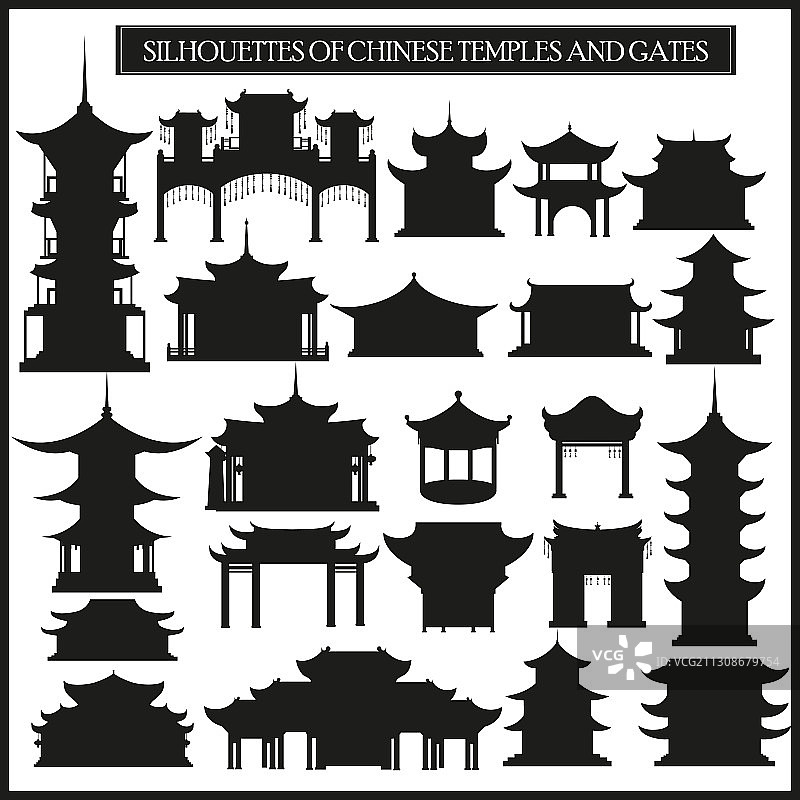 中国建筑剪影合集图片素材