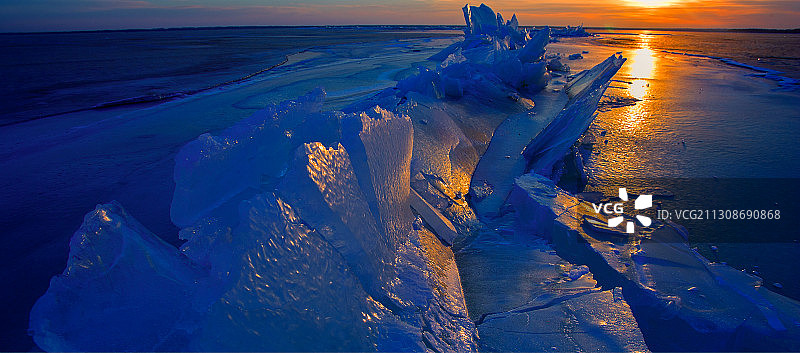 黑龙江省桦南县向阳湖雪景图片素材