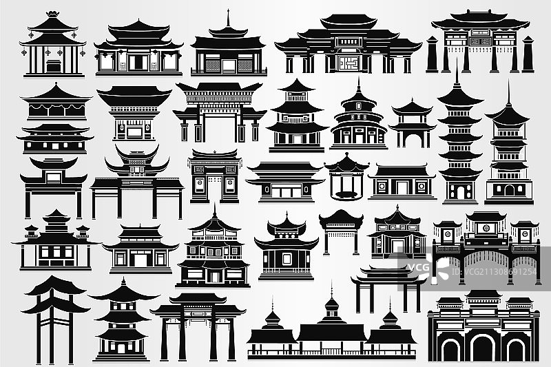 中国寺庙大门与传统建筑图片素材