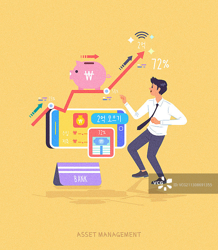 大数据，资产管理，智能手机APP消费图表储蓄罐图片素材