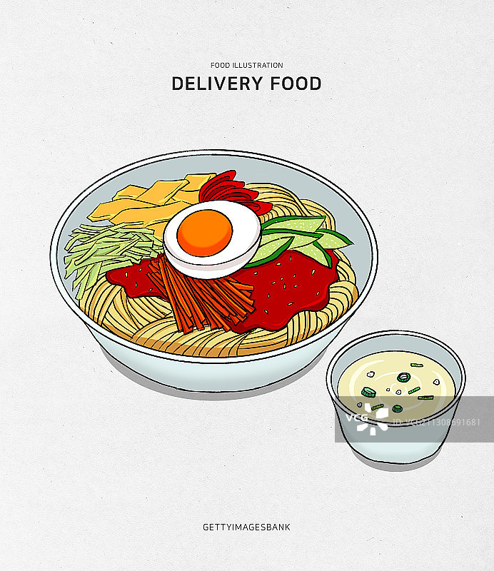 食品餐饮外卖宵夜韩国料理小吃菜单插画图片素材