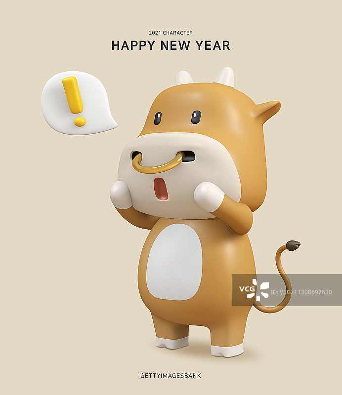 2021牛年新年贺卡角色设计图片素材