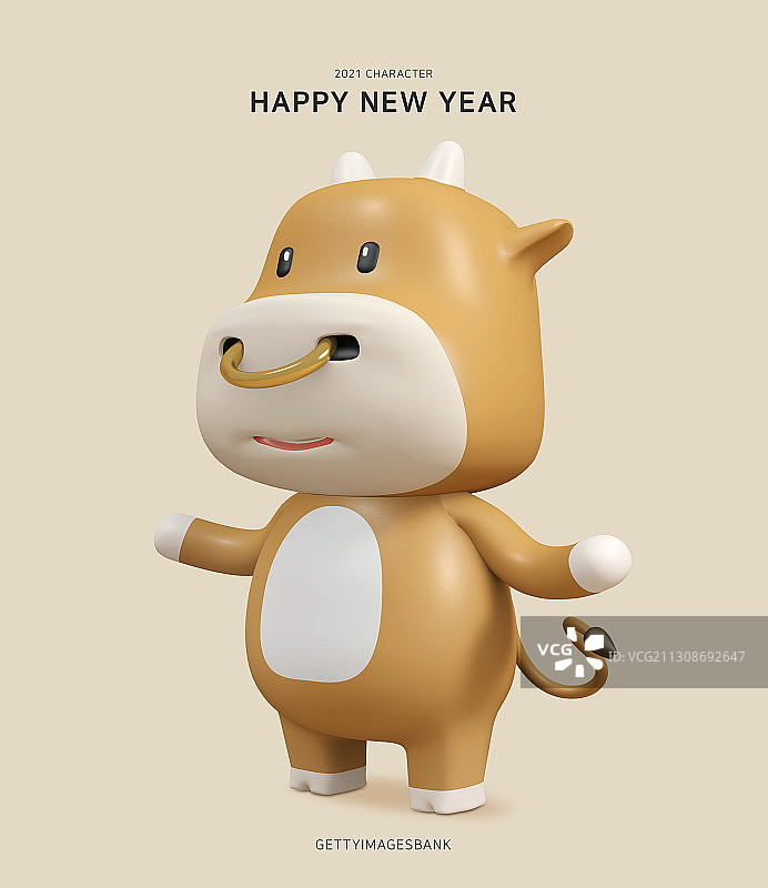 2021牛年新年贺卡角色设计图片素材