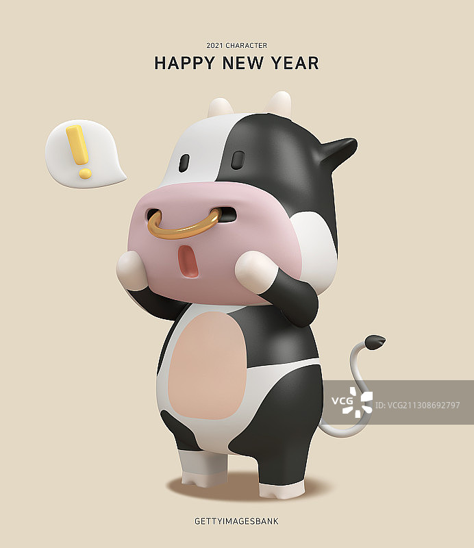 2021牛年新年贺卡角色设计图片素材