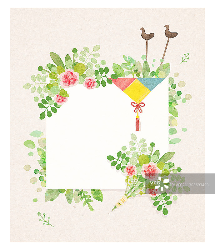 植物、花卉、礼品、水彩、花束、新年、节日图片素材