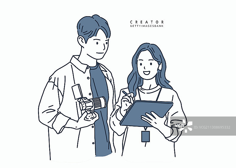 媒体视频导演团队合作插画图片素材