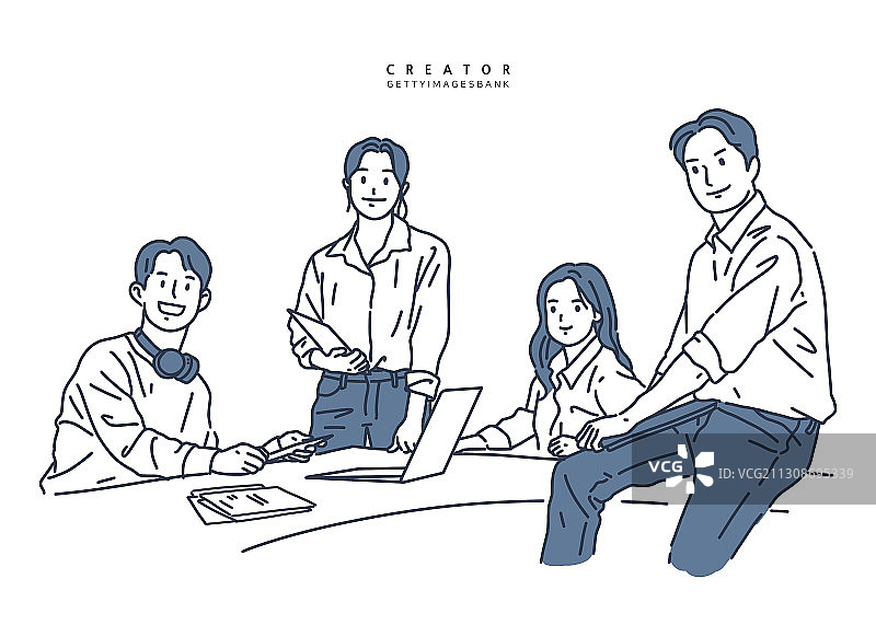 媒体视频导演团队合作插画图片素材