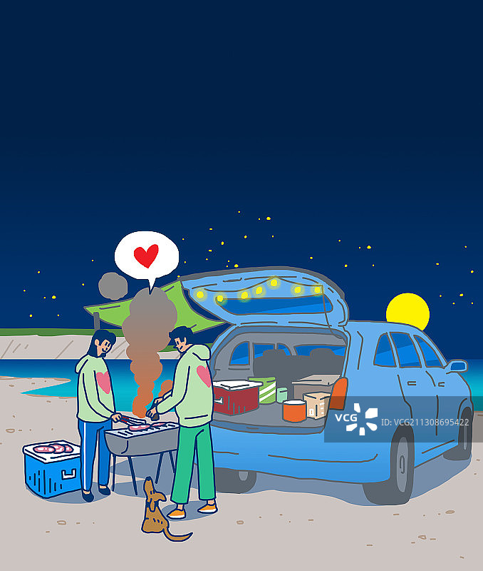 户外汽车露营旅行插画图片素材