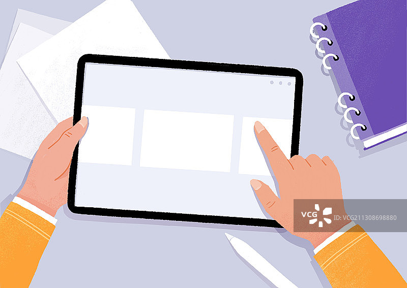 ipad手势操作点击插画图片素材