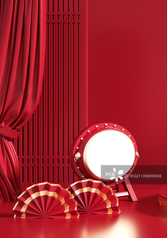 喜庆中国风C4D元旦节新年场景图片素材