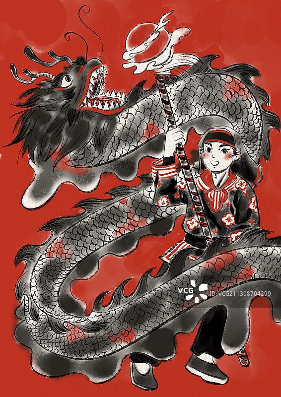 红与黑龙抬头图片素材