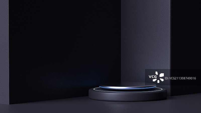 3D渲染极简黑色背景电商展台图片素材