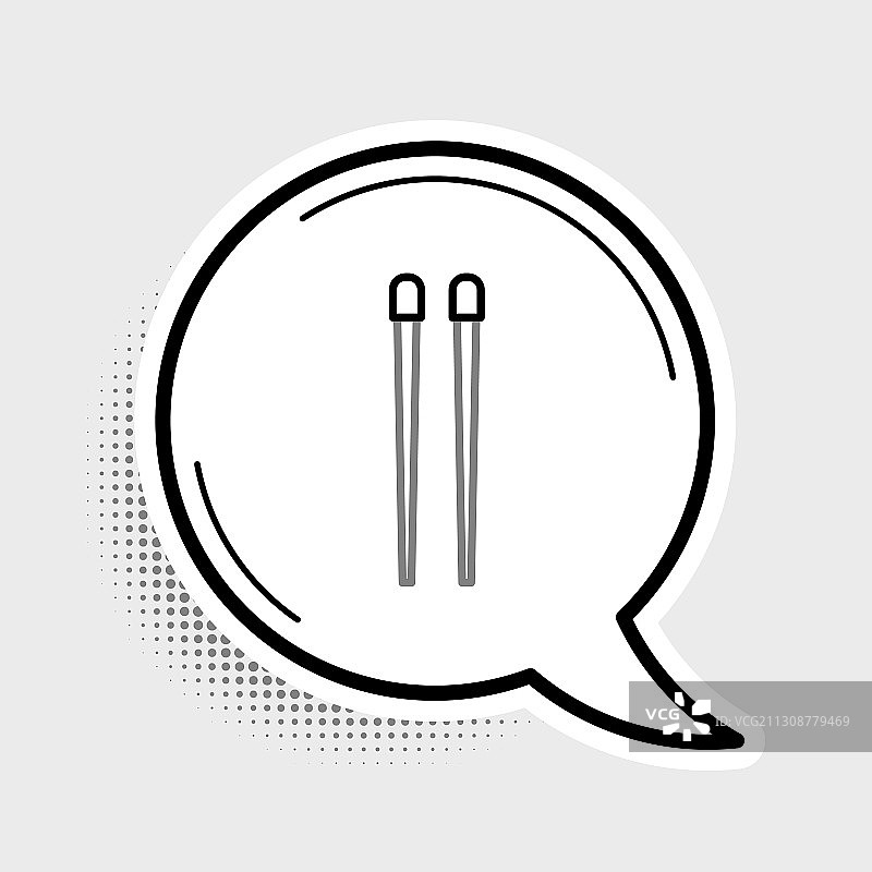 灰色背景上的食物筷子线条图标图片素材