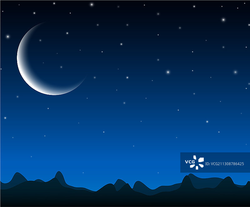 夜空剪影山脉风景图片素材