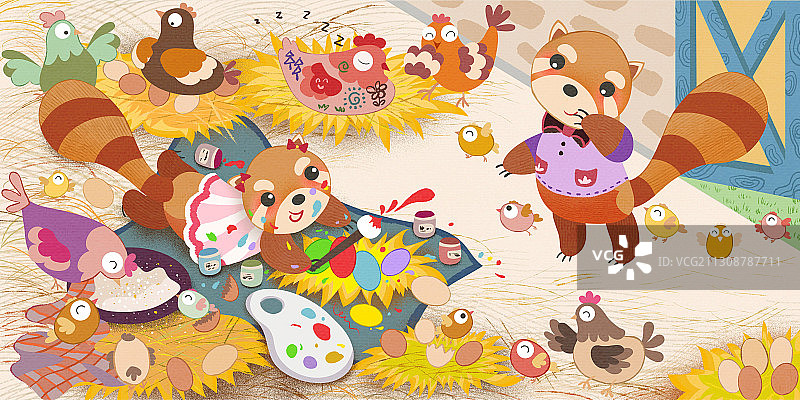 儿童插画—鸡窝里发生的有趣故事图片素材