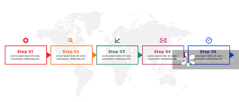 五个步骤商务时间轴信息图表模板图片素材