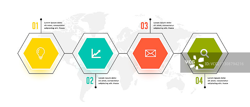 六边形商务信息图表四步图片素材