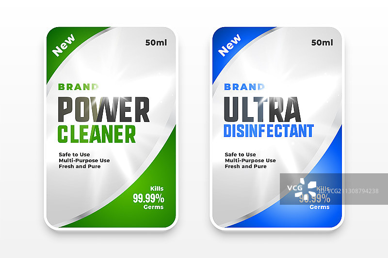 消毒剂和清洁剂标签模板设计图片素材